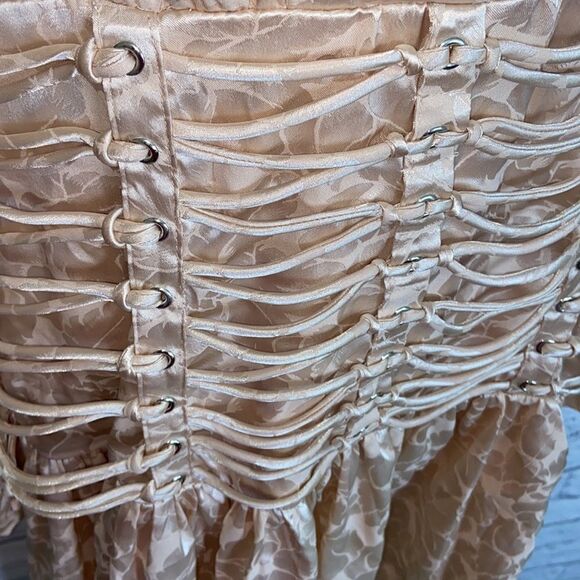 Nasty Gal Large Champagne Eyelet 'Em Stop And Stare Satin Mini Dress - Picture 5 of 16